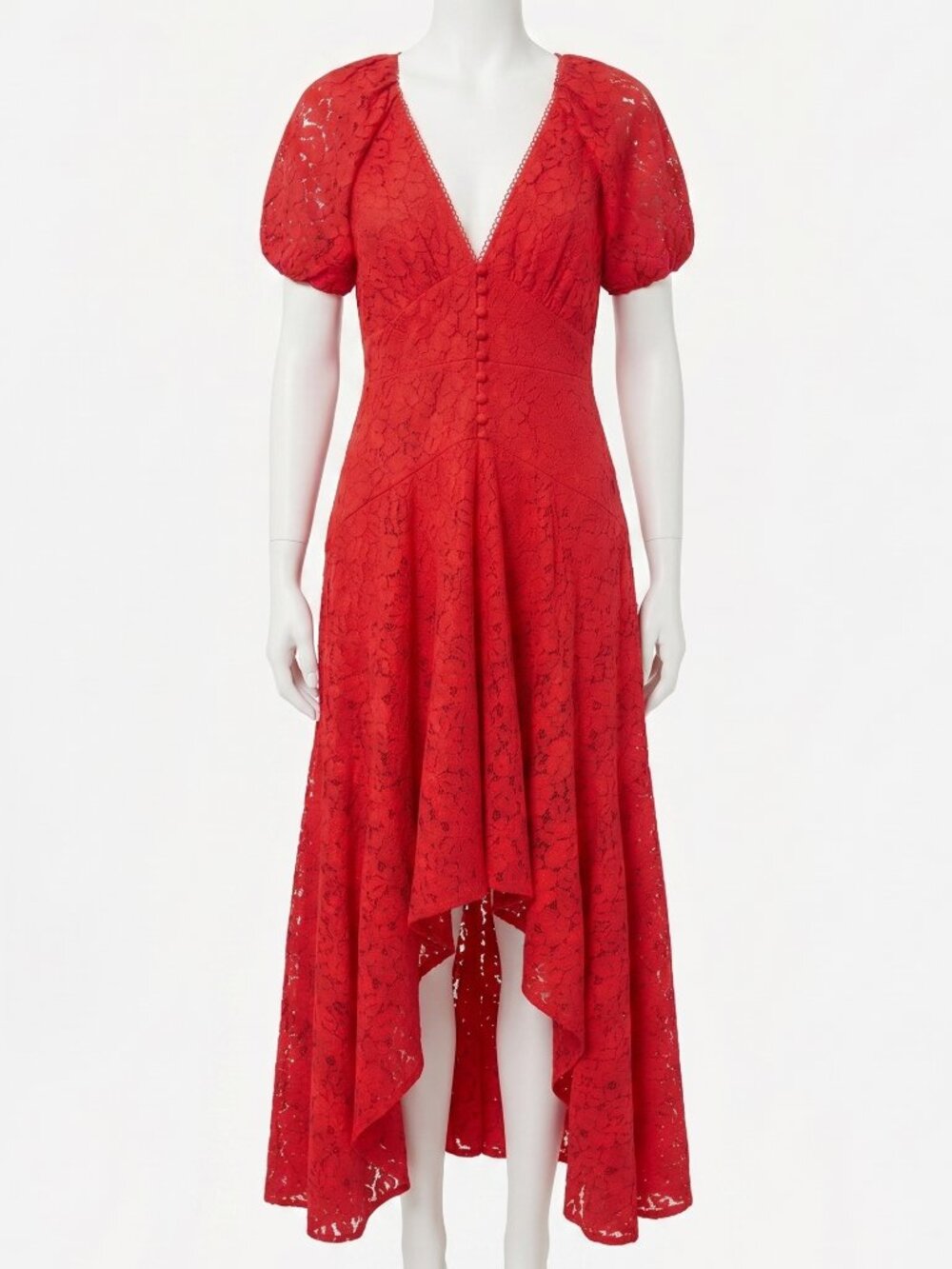 Parker Crimson Lace High-Low Dress